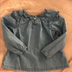 Ruffled Denim Long Sleeve Top, 24M